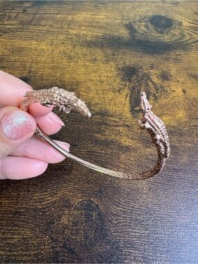 Banana Republic Rose Gold Crocodile-Style Open Cuff Bracelet